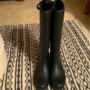 Coach Trustee Matte Black Lace-up Rain boots